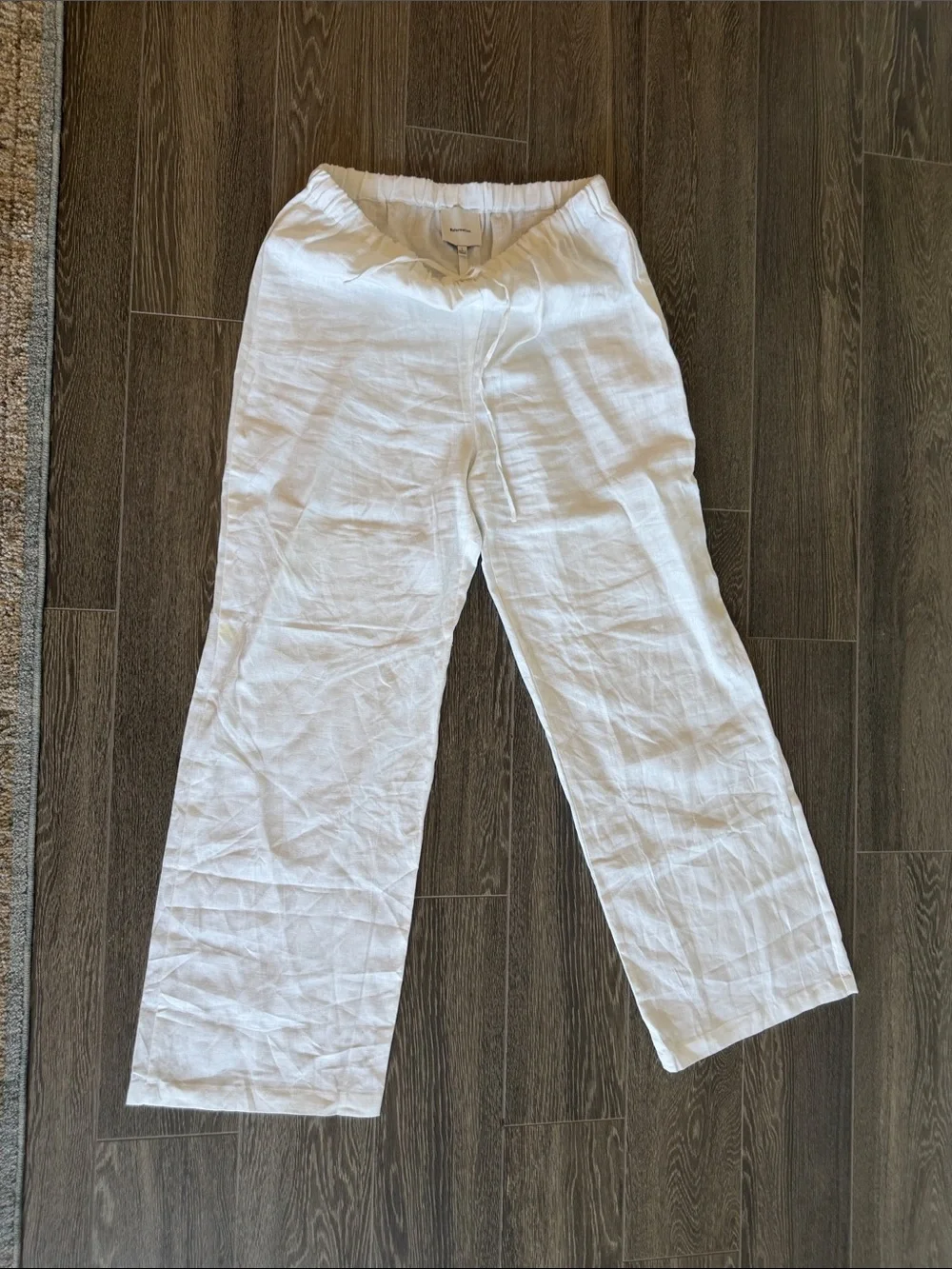 Reformation White Linen Wide-Leg Pants